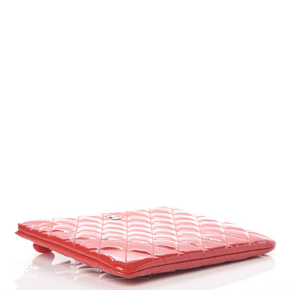 Chanel Patent Calfskin Quilted Valentine Hearts O Cosmetic Case Dark Pink 4 of 10