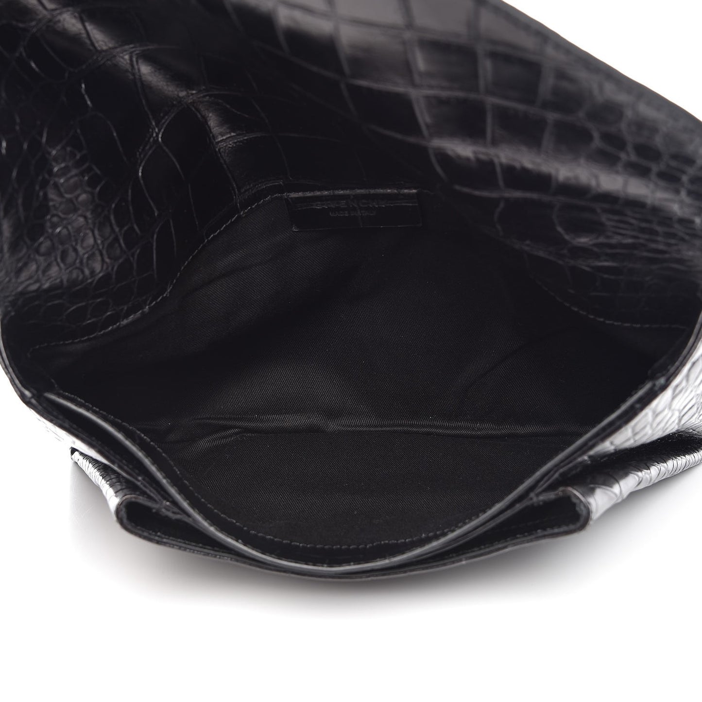 Calfskin Crocodile Embossed Medium Antigona Envelope Clutch Black