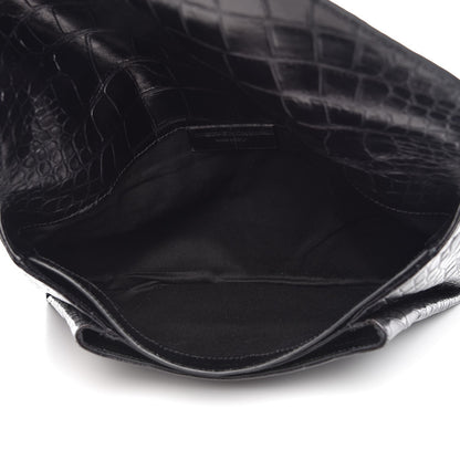 Givenchy Calfskin Crocodile Embossed Medium Antigona Envelope Clutch Black 5 of 7
