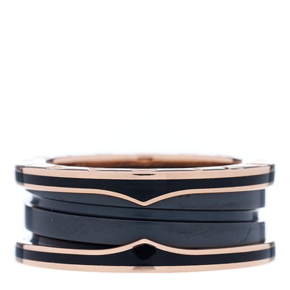 Bulgari 18K Rose Gold Black Ceramic Matte B.Zero1 Two-Band Ring 50 5.25 1 of 5