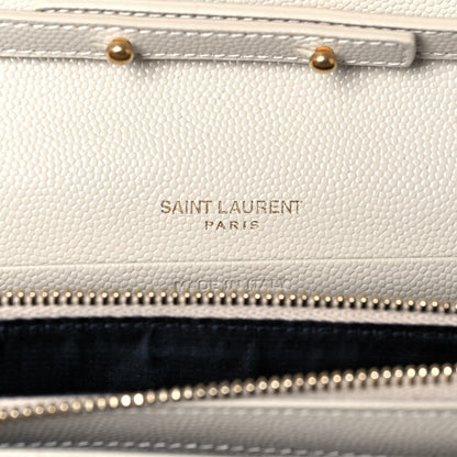 Saint Laurent Grain De Poudre Matelasse Chevron Monogram Chain Wallet Crema Soft 5 of 12