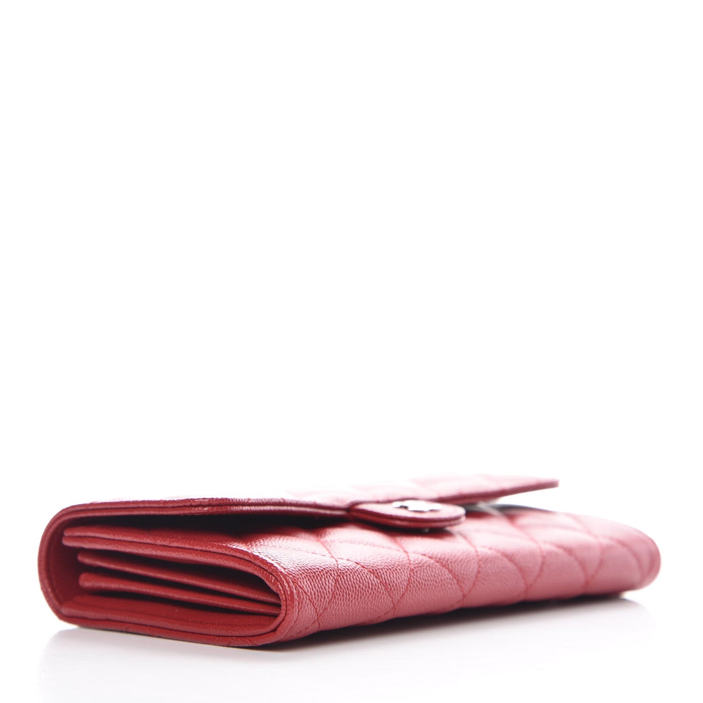 Caviar Quilted Large Gusset Flap Wallet Dark Red