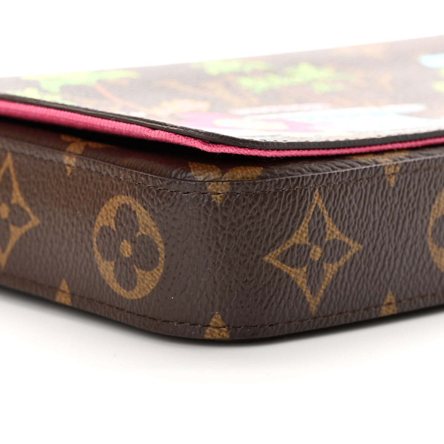 Louis Vuitton Monogram 2021 Christmas Animation Hollywood Pochette Felicie Chain Wallet Fuchsia 10 of 14