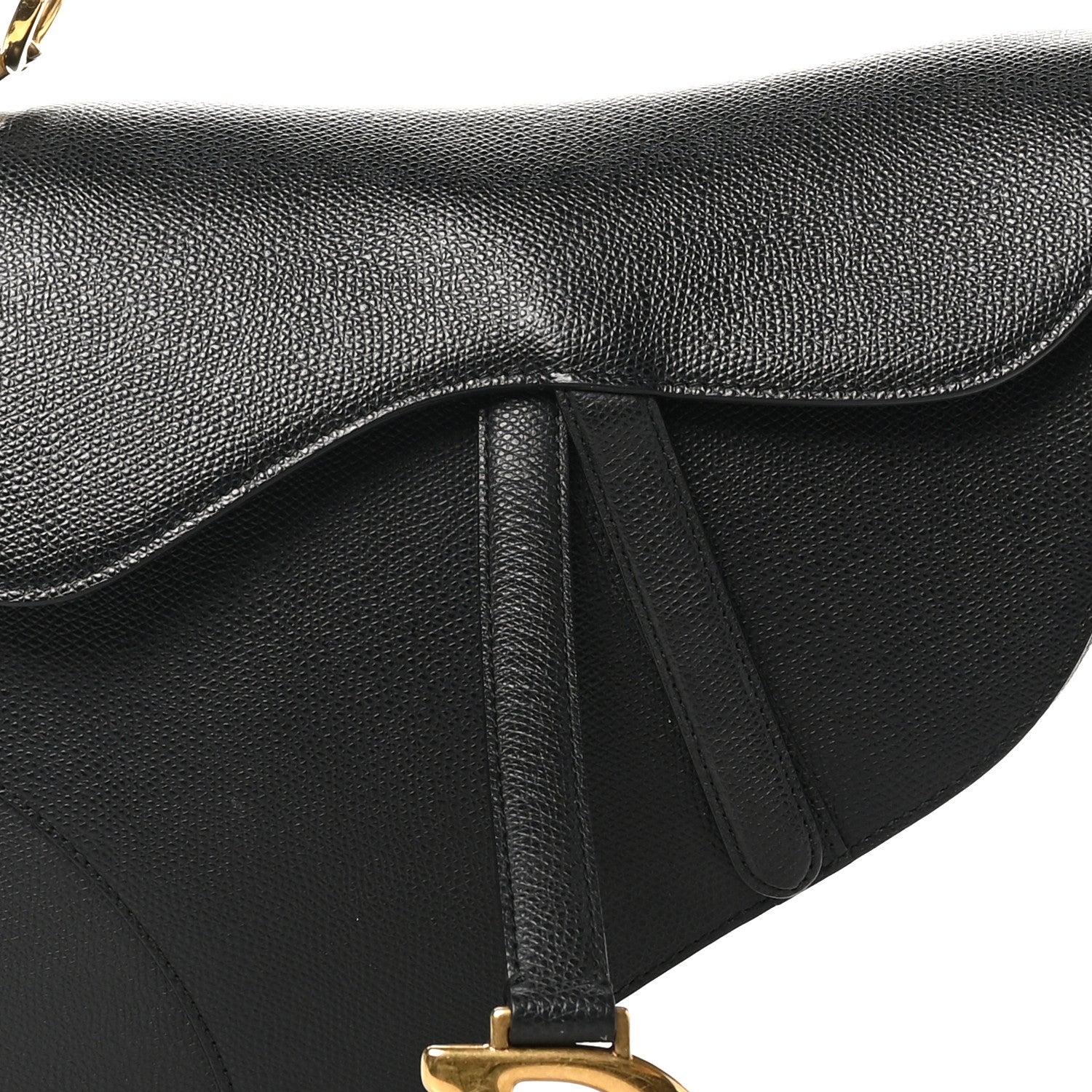 Christian Dior Grained Calfskin Saddle Bag Black 8 of 10