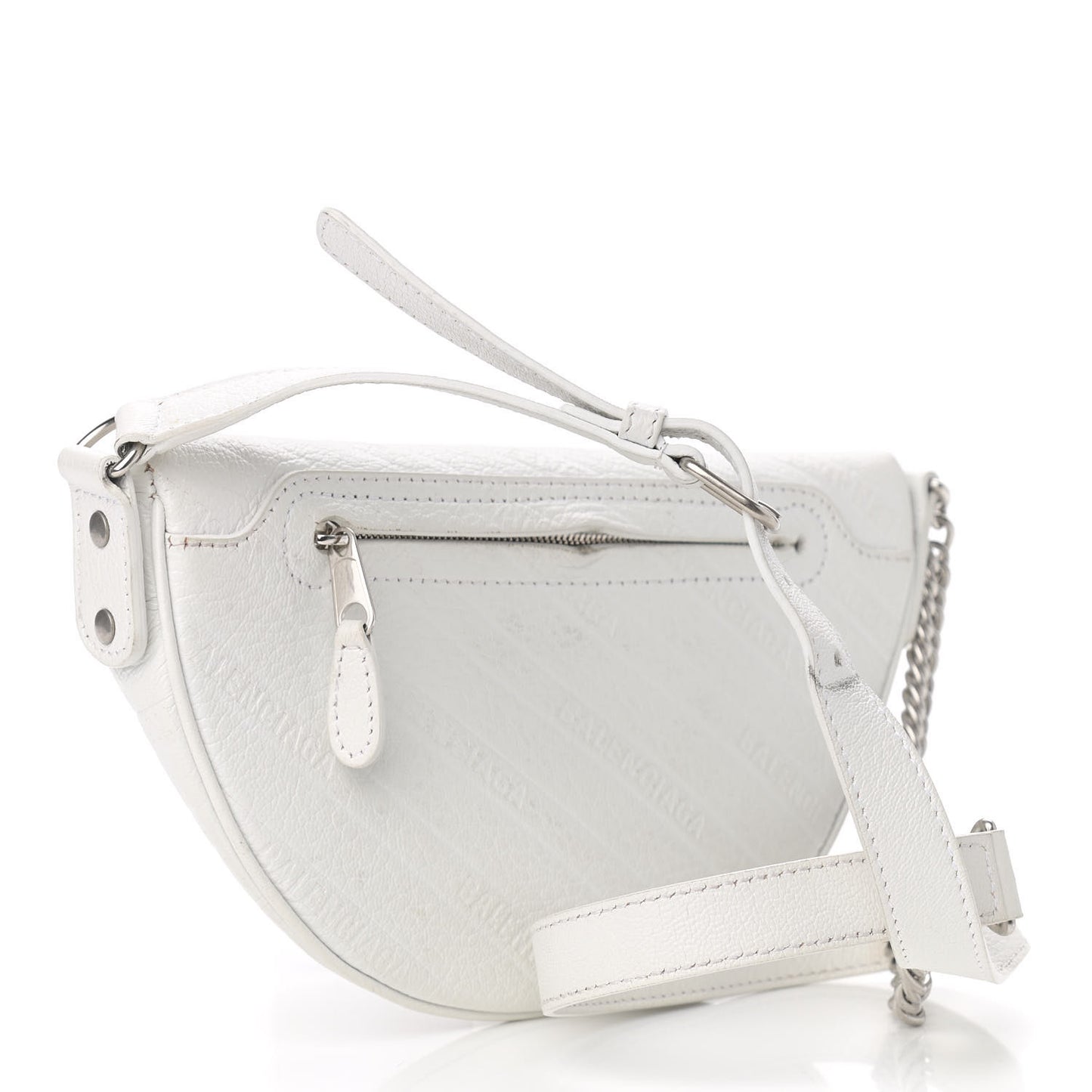 Shiny Goatskin Allover Logo Embossed XXS Souvenir Belt Bag White