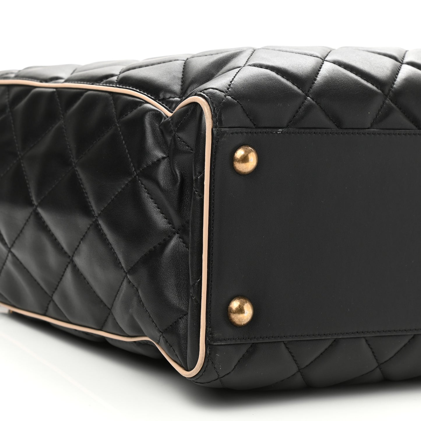 Lambskin Portobello Tote Black Beige