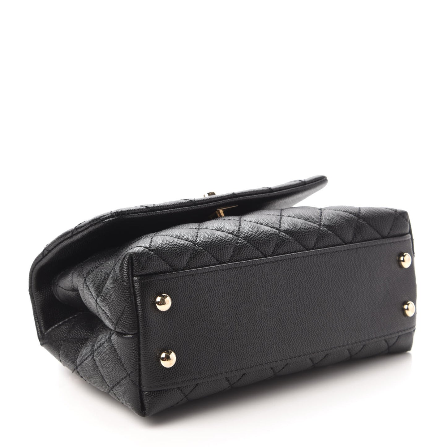 Caviar Quilted Mini Coco Handle Flap Black