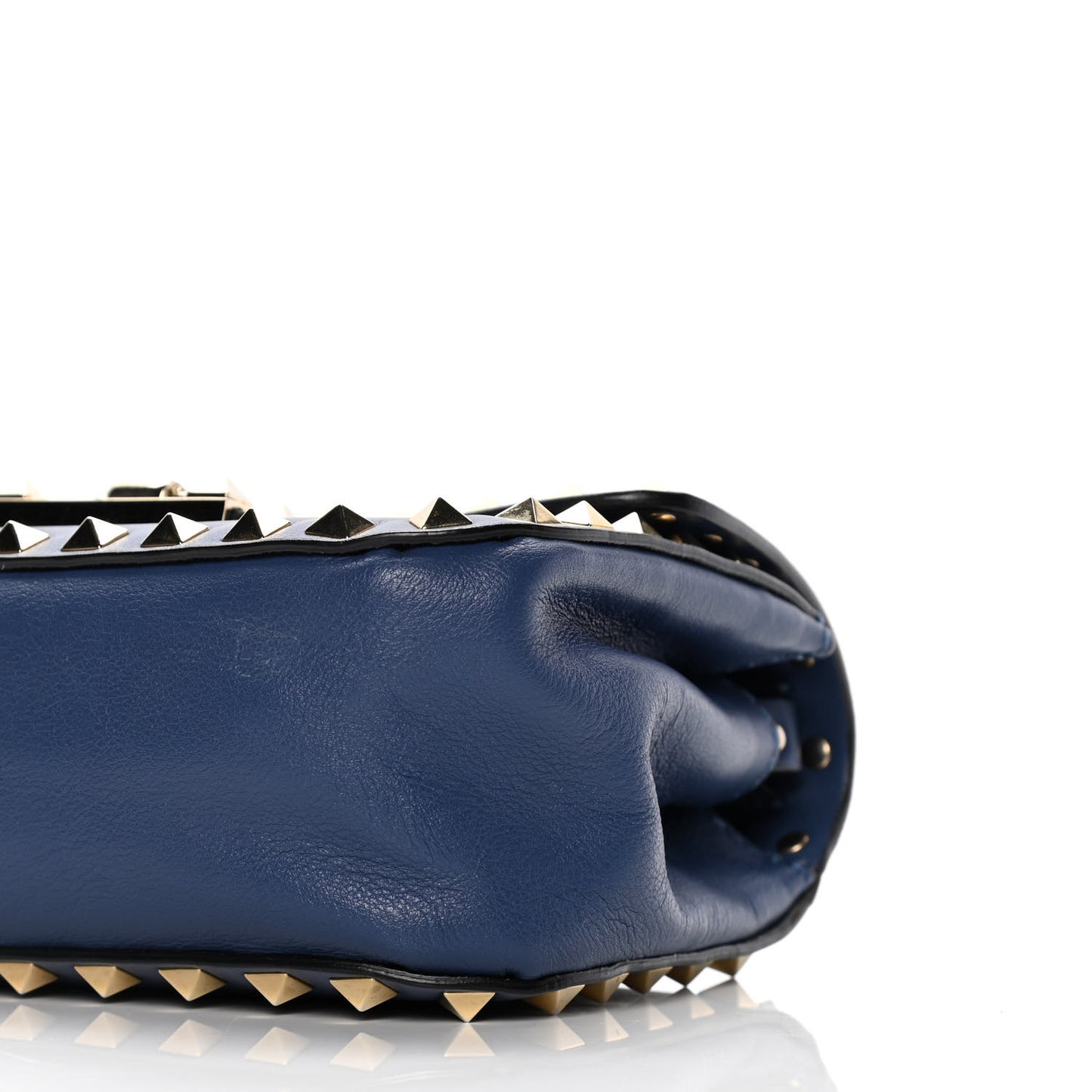 Vitello Mini Rockstud Flap Saddle Crossbody Bag Indigo