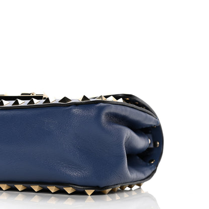 Valentino Garavani Vitello Mini Rockstud Flap Saddle Crossbody Bag Indigo 8 of 9