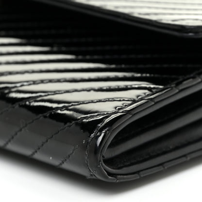 Chanel Patent Chevron Quilted Large Gusset Flap Wallet Black 12 of 21