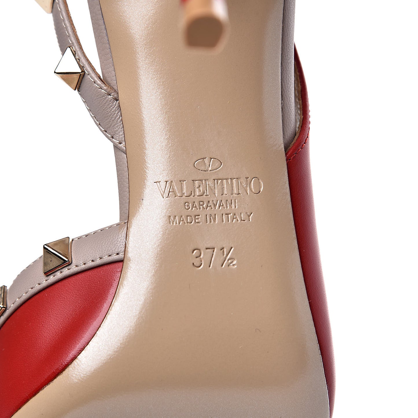 Nappa Rockstud Half D'Orsay Slingback 85mm Pumps 37.5 Rosso Valentino Poudre