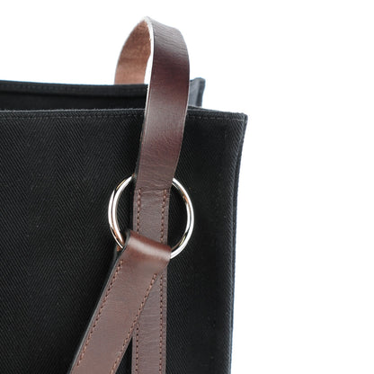 Hermes Natural Hunter Calfskin Toile Chevron Cabalicol Tote Black Ebene 9 of 9