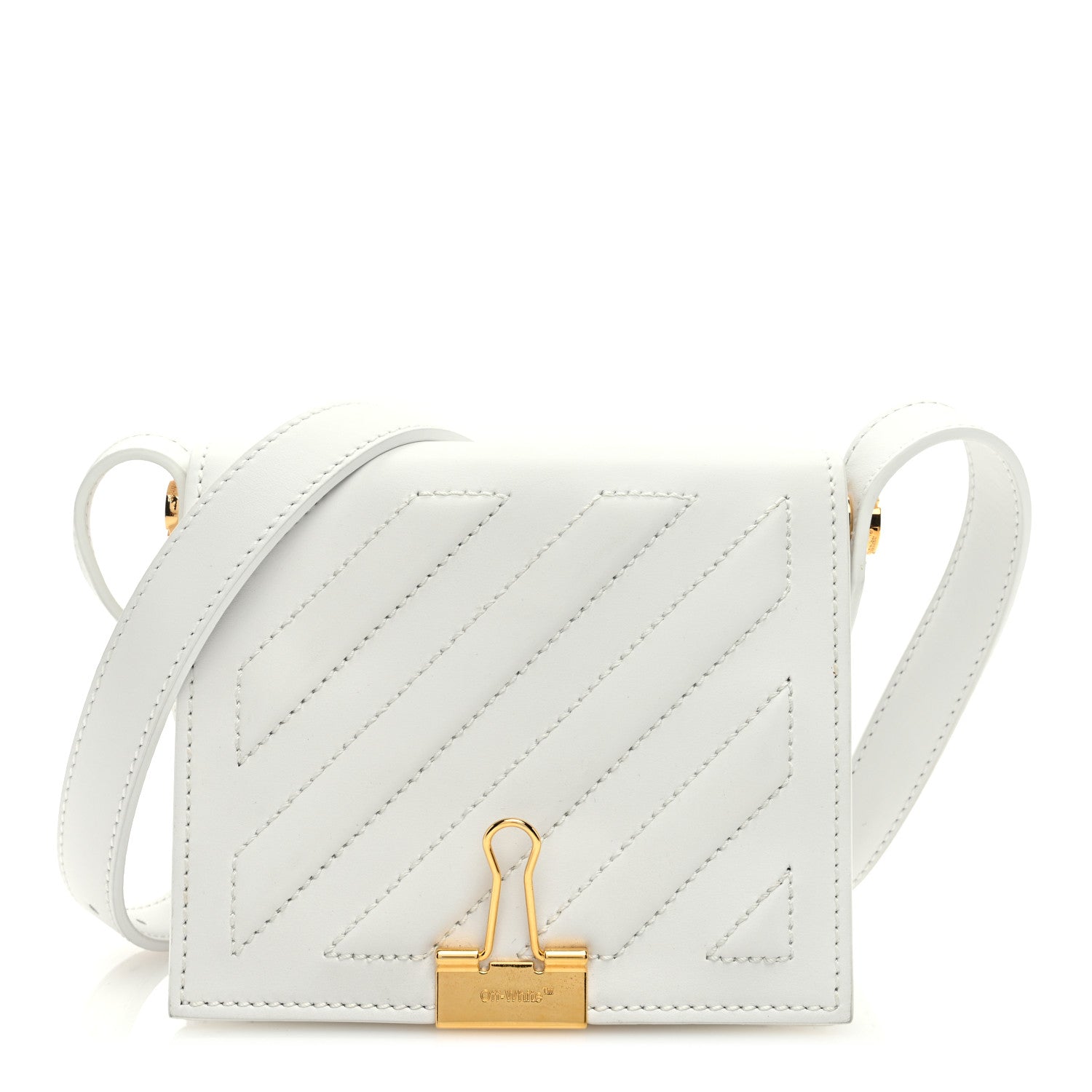 Off-White Calfskin Padded Diag Baby Binder Flap Bag White 1 of 9