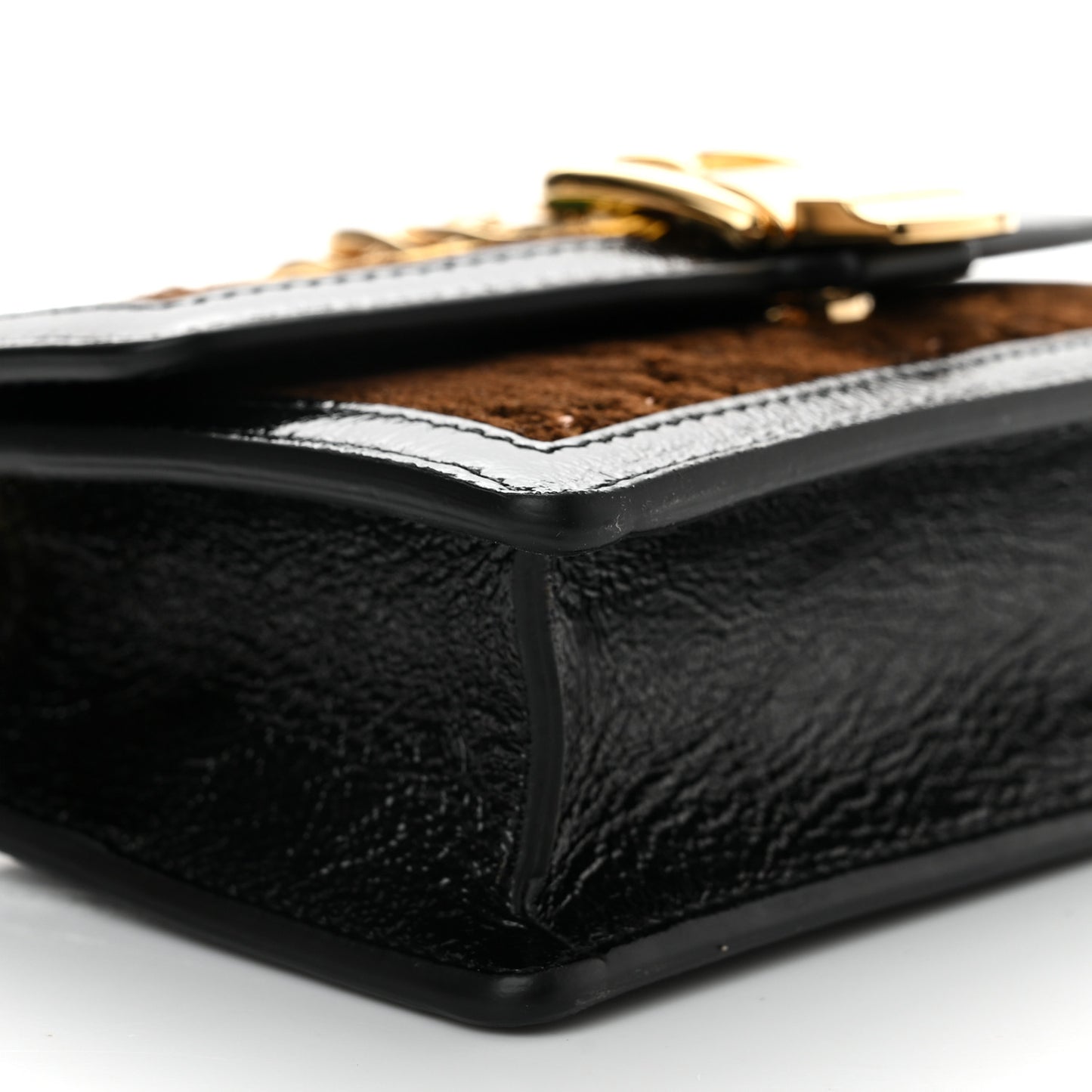 Velvet GG Monogram Super Mini Sylvie Chain Shoulder Bag Brown