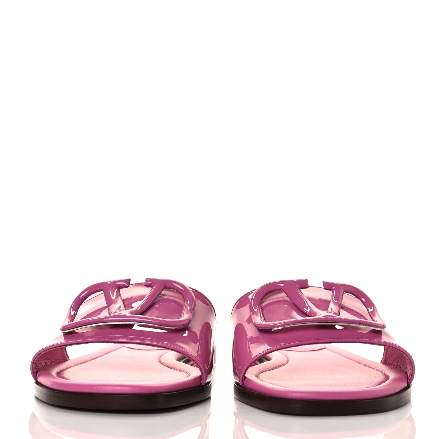 Patent Vlogo Flat Slide Sandals 36 Radiant Orchid