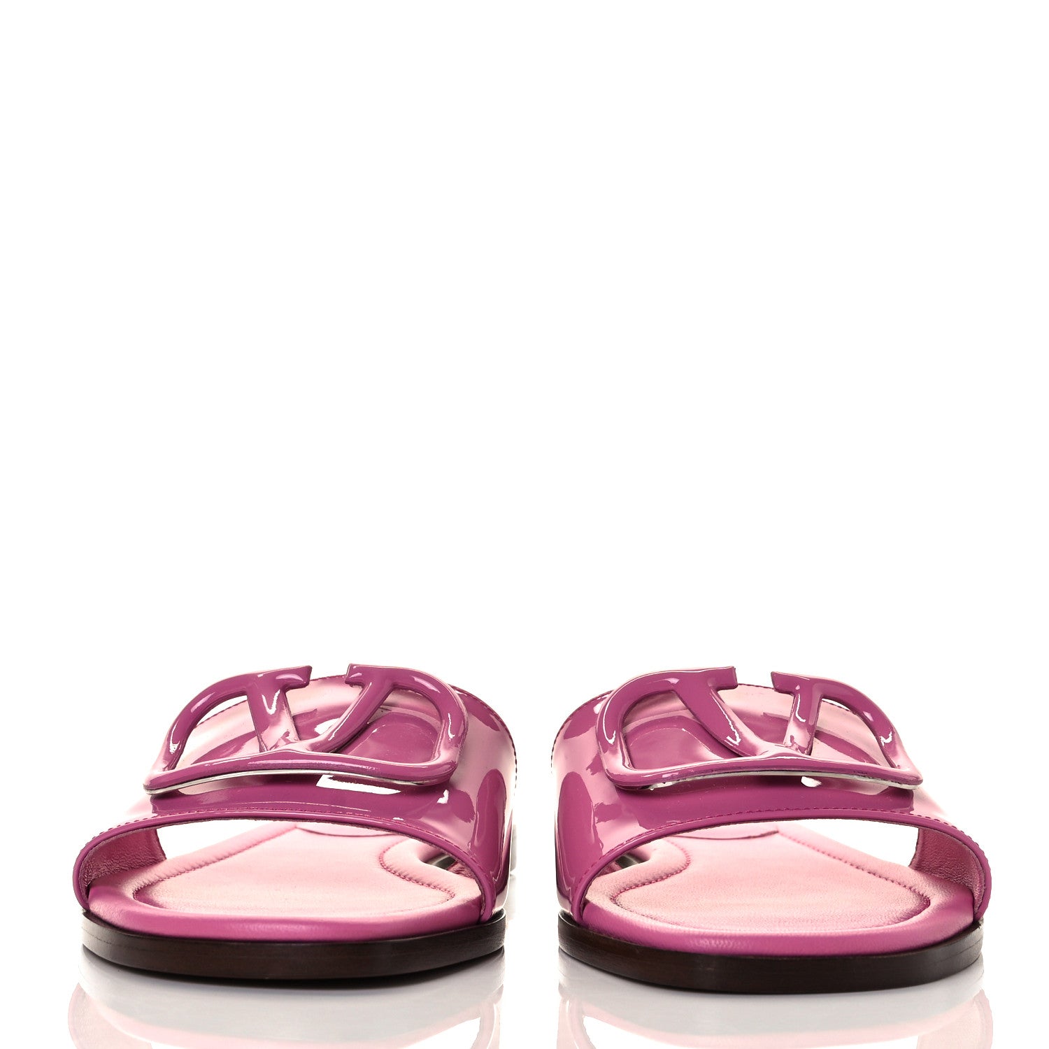 Valentino Garavani Patent Vlogo Flat Slide Sandals 36 Radiant Orchid 3 of 9
