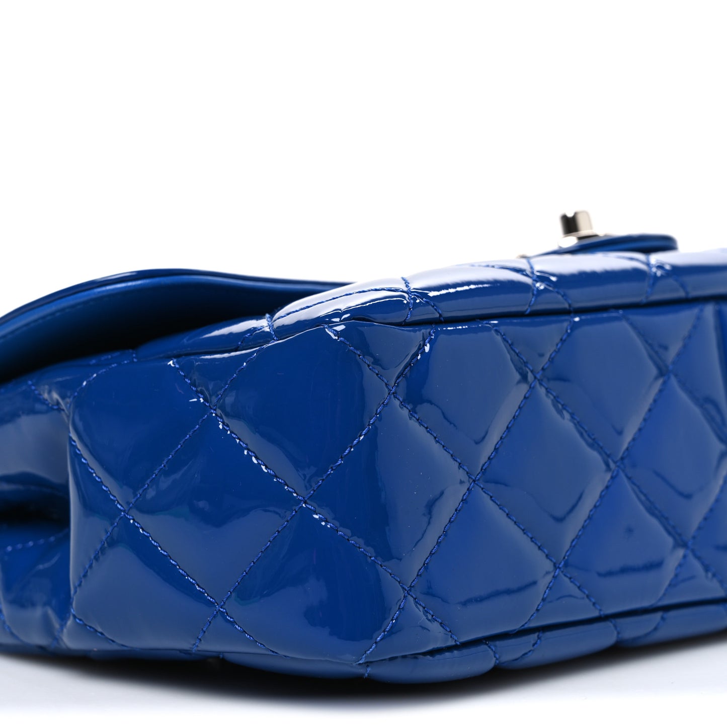 Patent Quilted Large Coco Shine Flap Blue