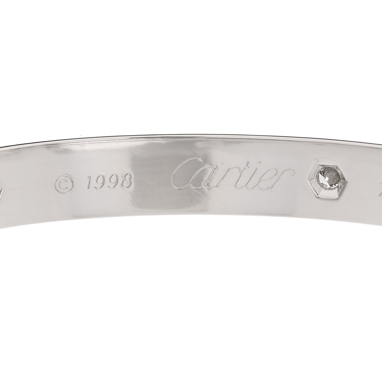 18K White Gold 6 Diamond LOVE Bracelet 16