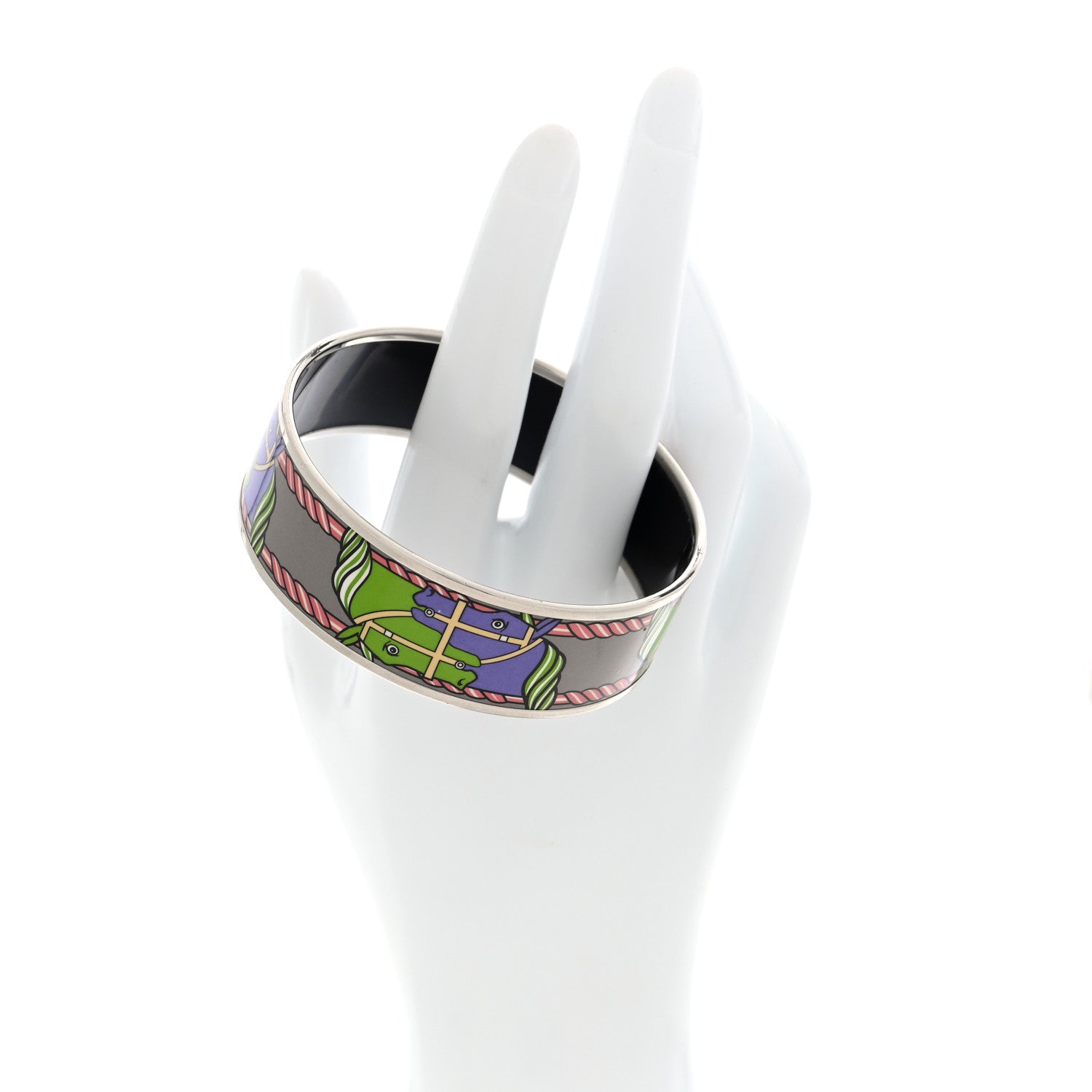 Hermes Enamel Printed Quadrige Wide Bracelet 70 2 of 4