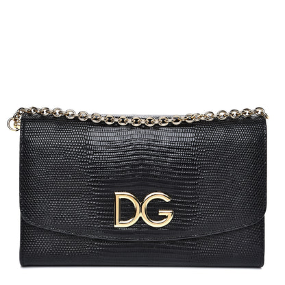 Dolce & Gabbana Lizard Effect Wallet On Chain Black 1 of 12