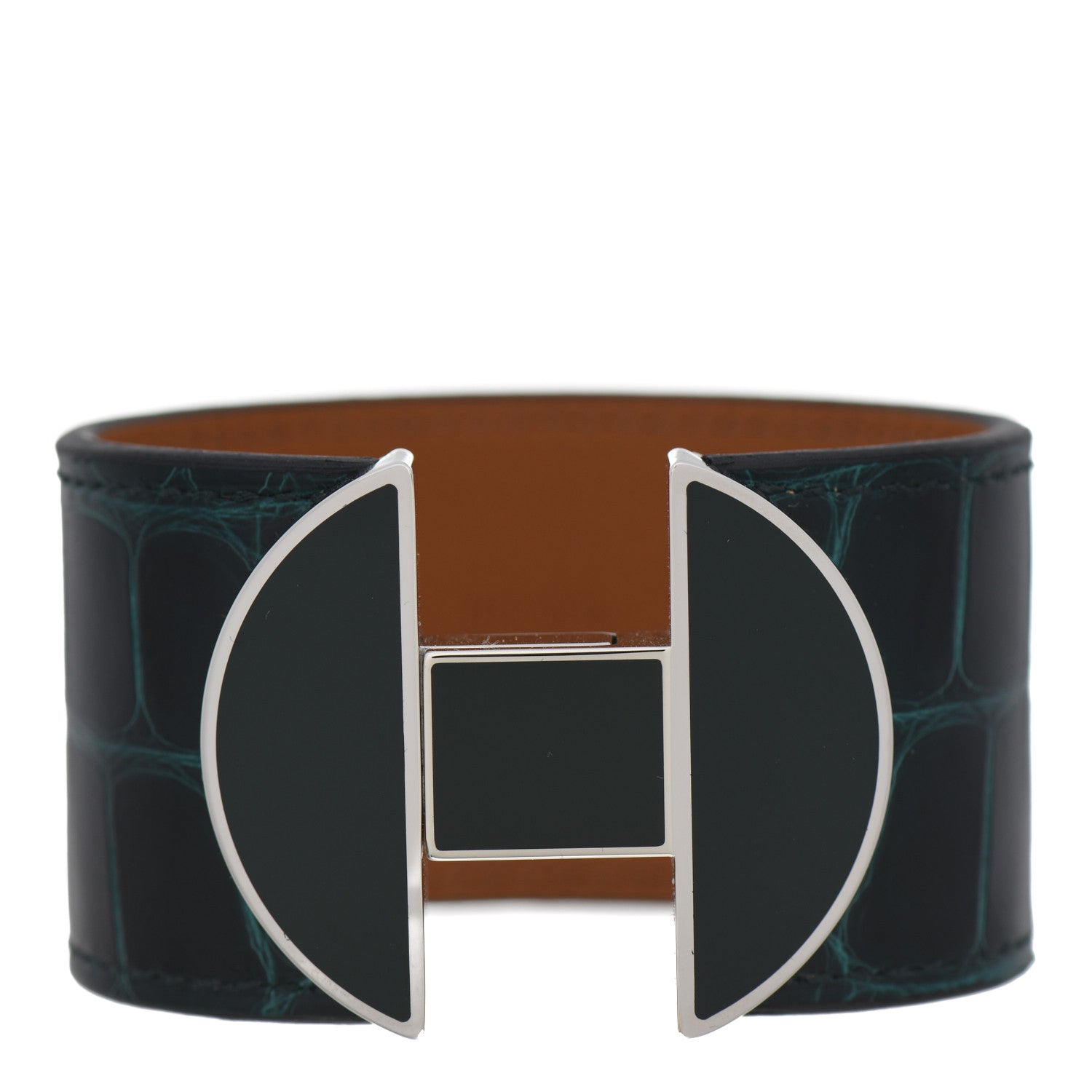 Hermes Shiny Alligator 2002 Bracelet T2 Vert Cypress 1 of 8