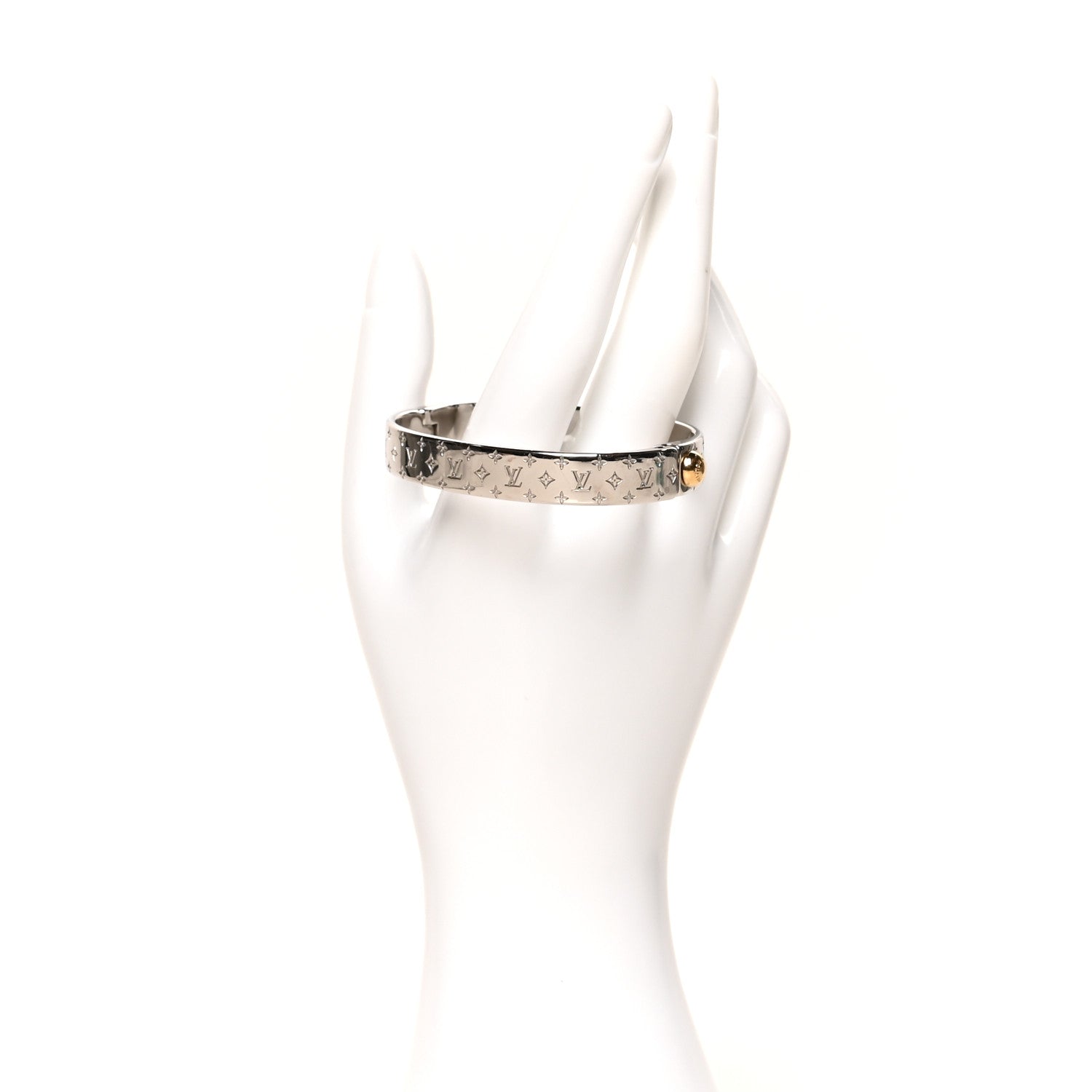 Louis Vuitton Palladium Monogram Nanogram Cuff S Silver 2 of 5