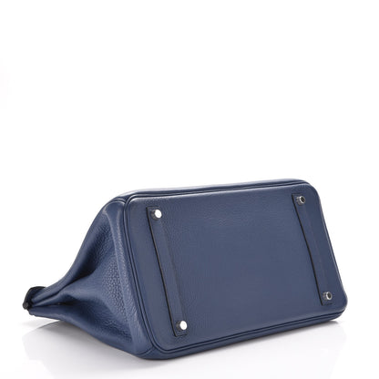 Hermes Taurillon Clemence Birkin 35 Bleu Brighton 5 of 34