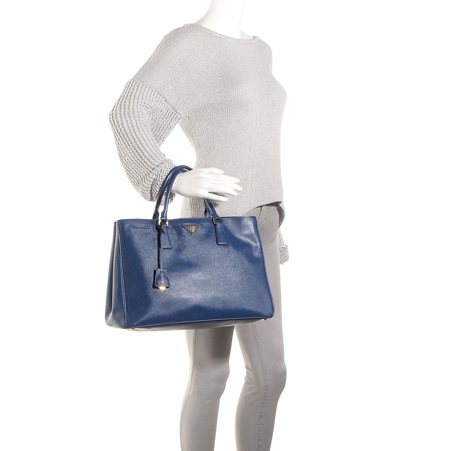 Prada Saffiano Lux Large Tote Bluette 2 of 10
