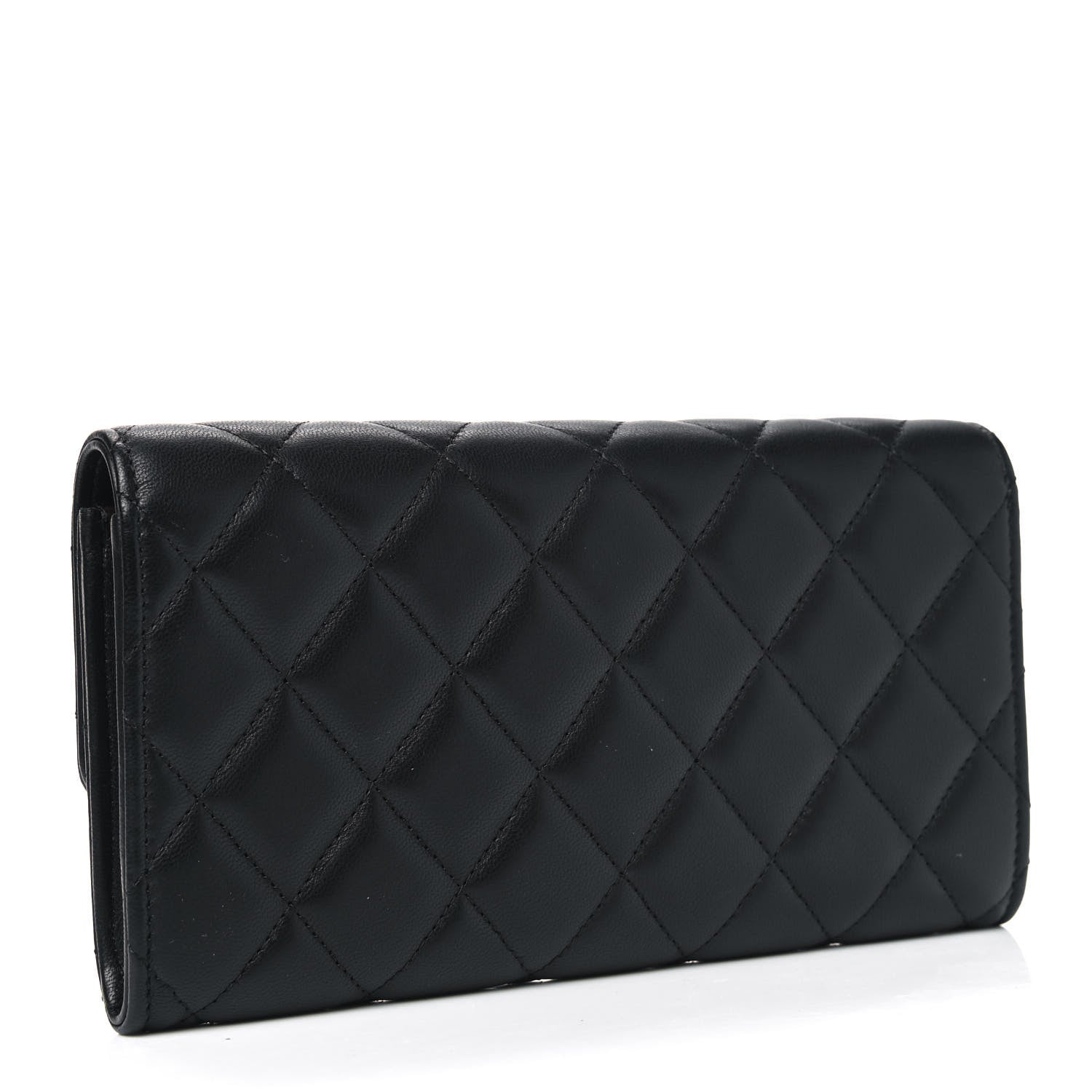 Chanel Lambskin Quilted Large Gusset Flap Wallet Black 2 of 4