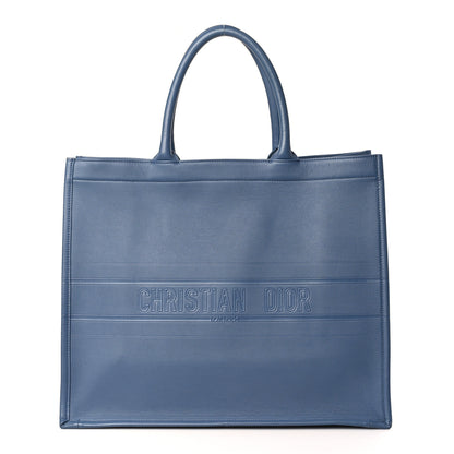 Christian Dior Calfskin Embossed Large Book Tote Blue 1 of 9
