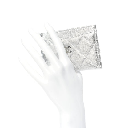 Chanel Metallic Lambskin Quilted Card Holder Silver 2 of 8