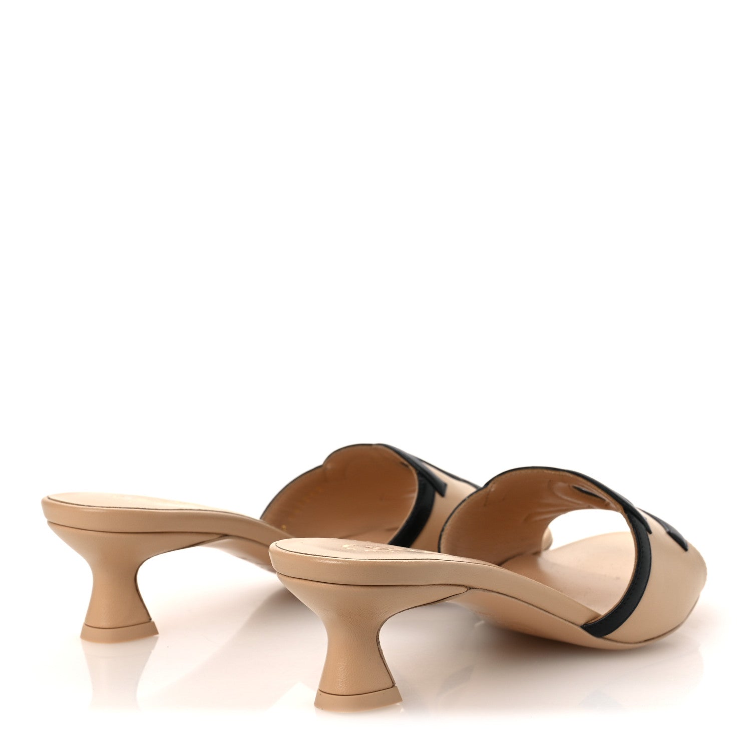 Chanel Lambskin CC Cutout Mules 38.5 Beige Black 5 of 11
