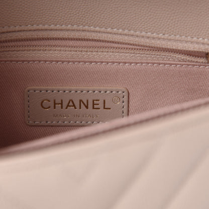 Chanel Caviar Lizard Embossed Chevron Quilted Mini Coco Handle Flap Beige 8 of 10