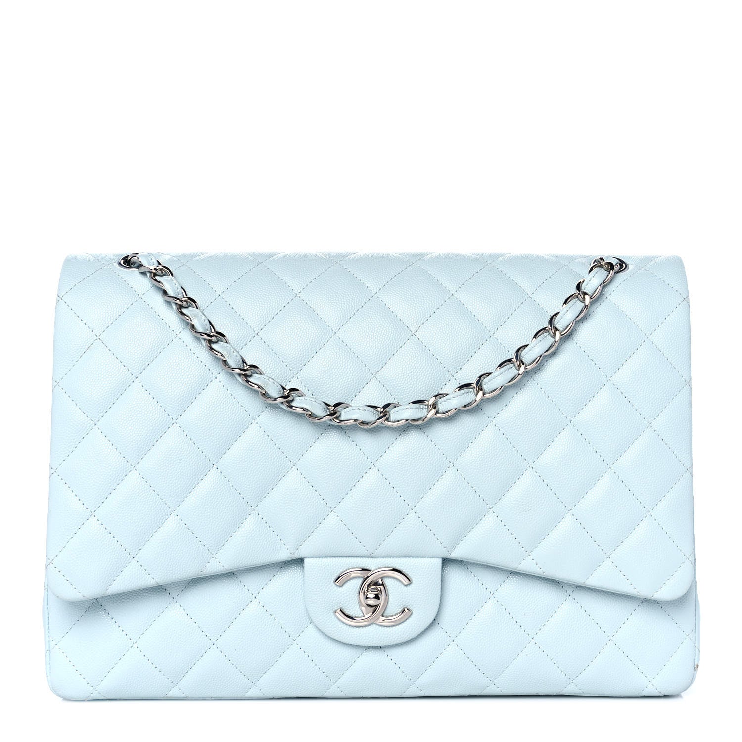 Chanel Caviar Quilted Maxi Double Flap Light Blue 1 of 8