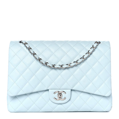 Chanel Caviar Quilted Maxi Double Flap Light Blue 1 of 8