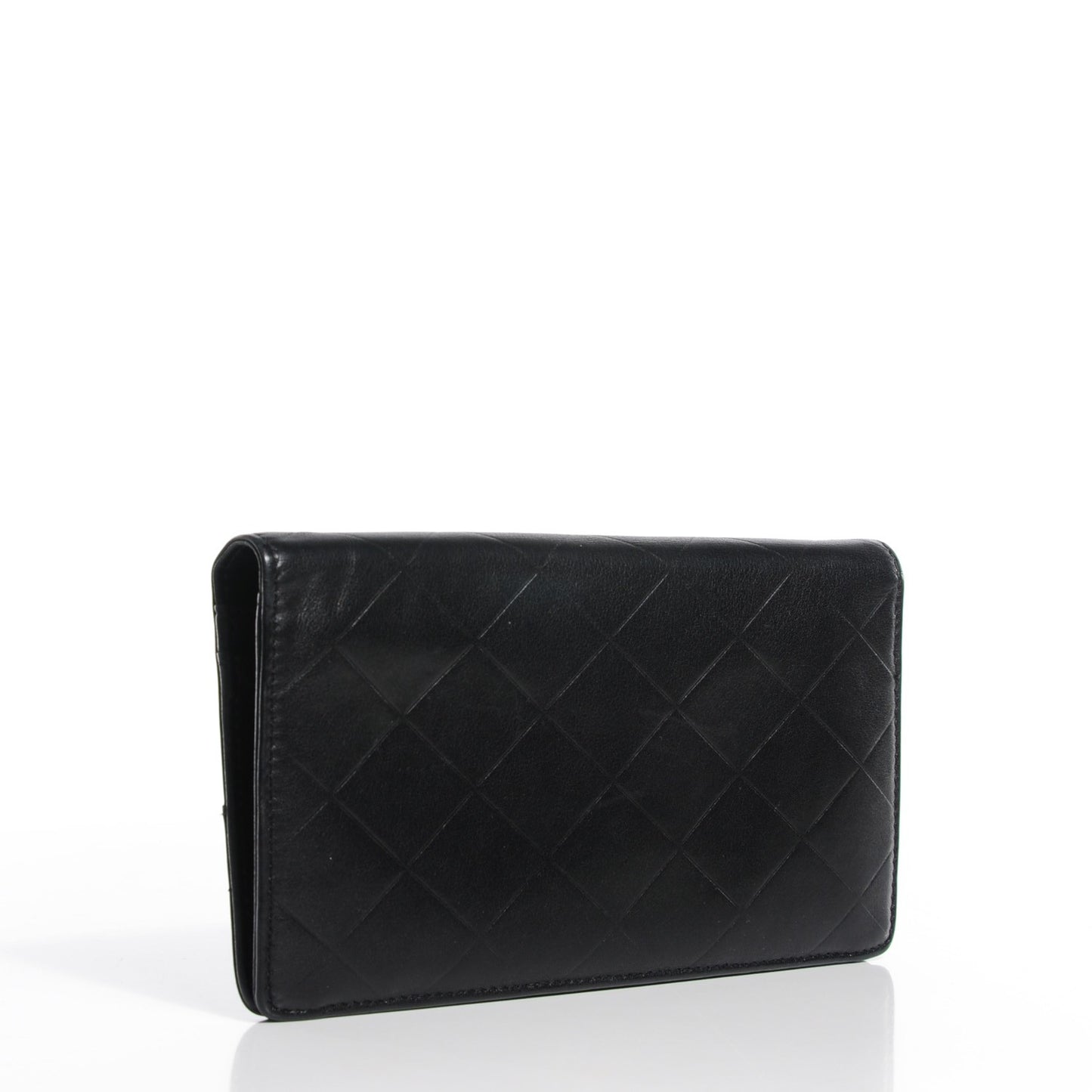 Lambskin Quilted Yen Wallet Black
