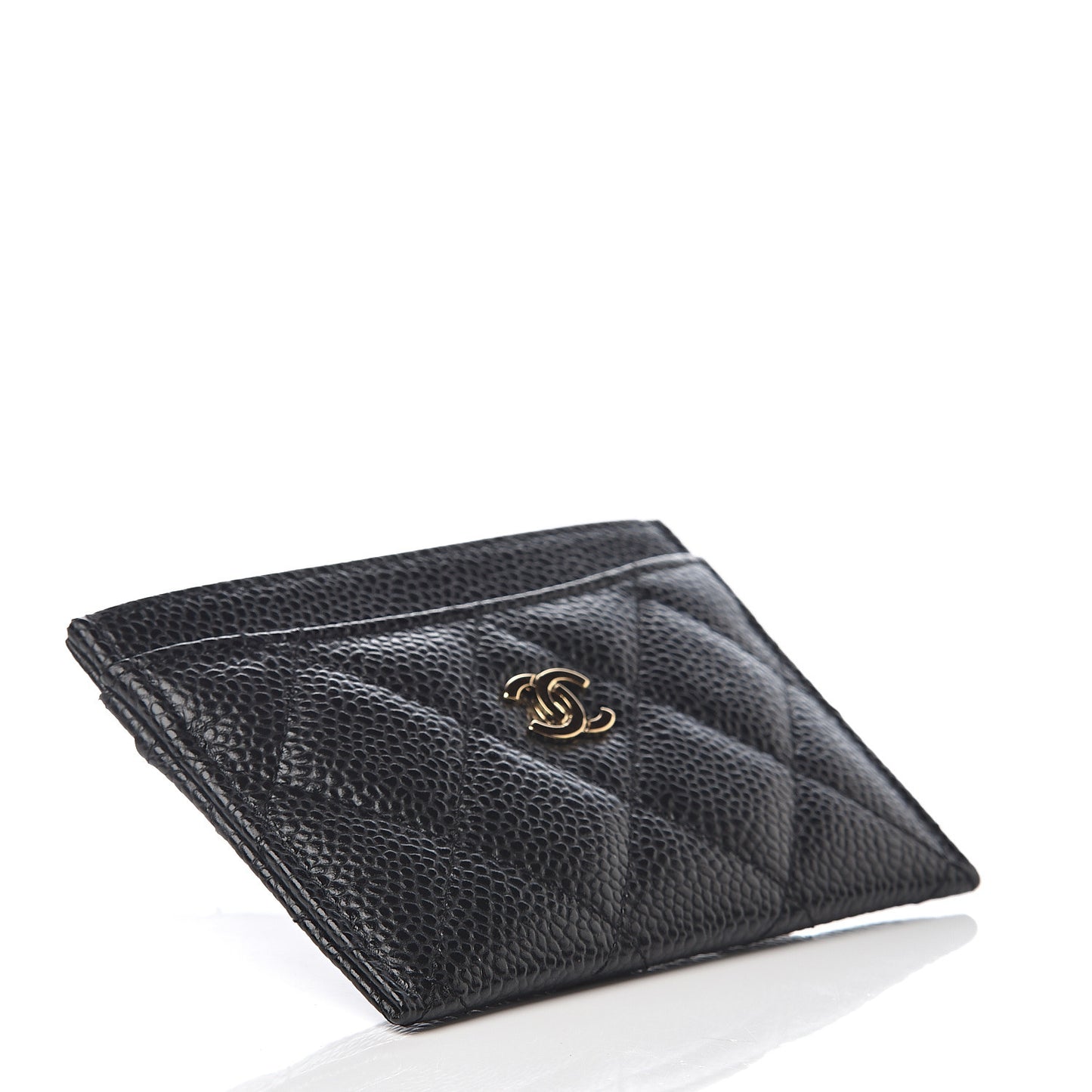 Caviar Quilted Card Holder Black