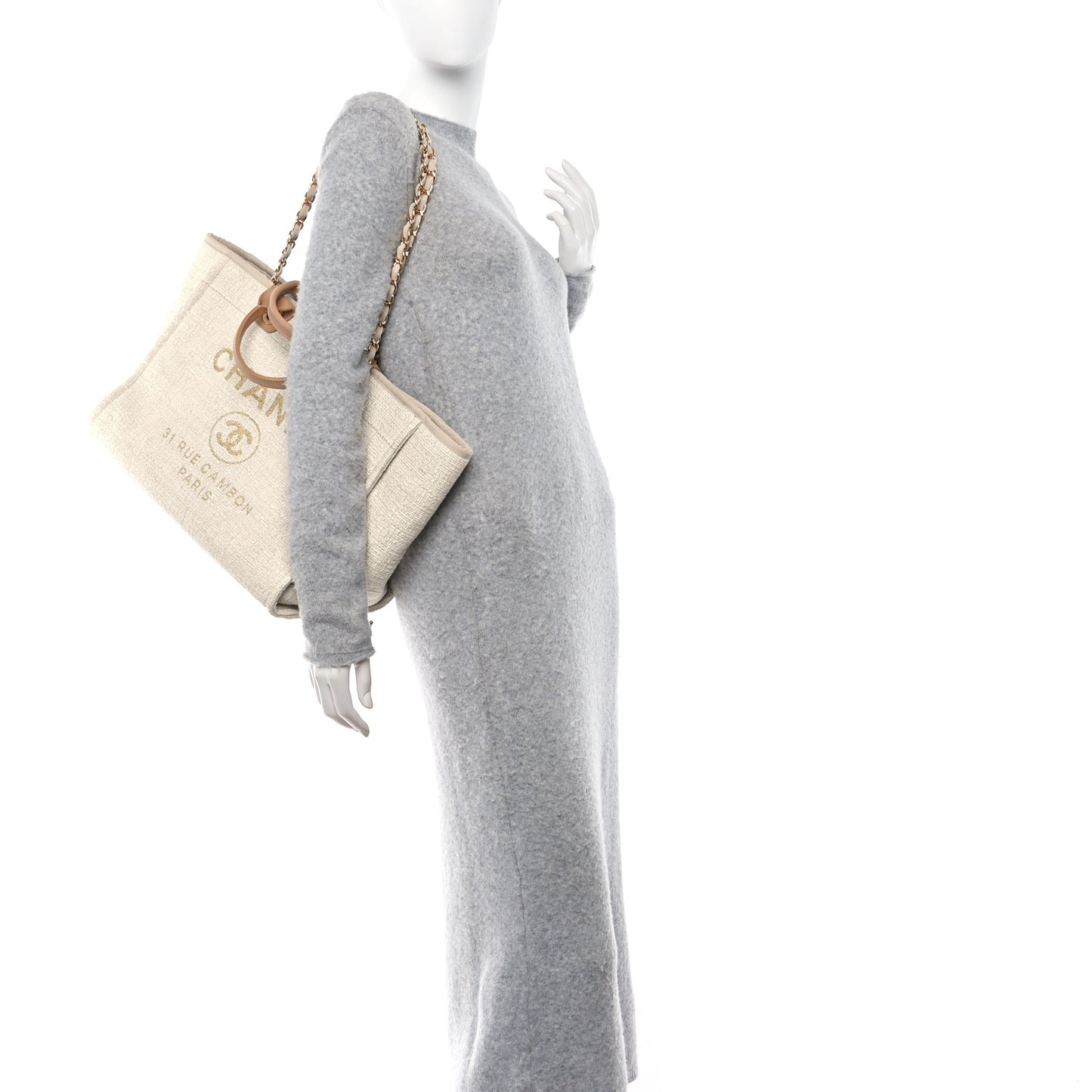 Canvas Medium Deauville Tote Light Beige