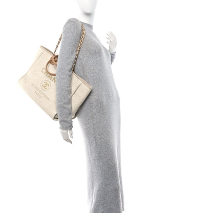 Chanel Canvas Medium Deauville Tote Light Beige 2 of 10
