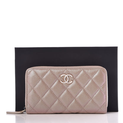 Chanel Iridescent Caviar Quilted Medium Zip Around Wallet Beige 9 of 9