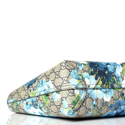 Gucci GG Supreme Monogram Blooms Small Reversible Tote Beige Blue Navy 13 of 17