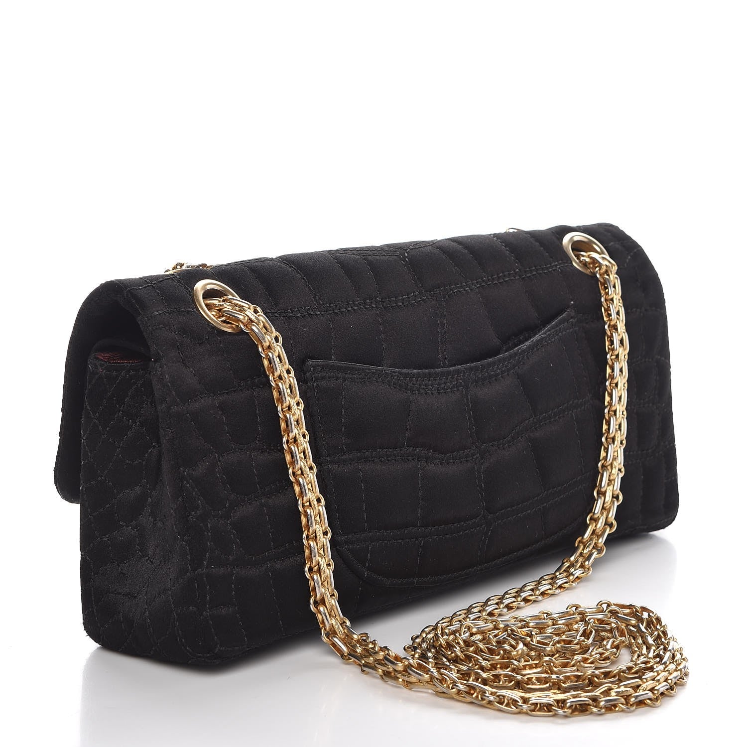 Chanel Satin Coco's Croc 2.55 Reissue East West Flap Black 3 of 7