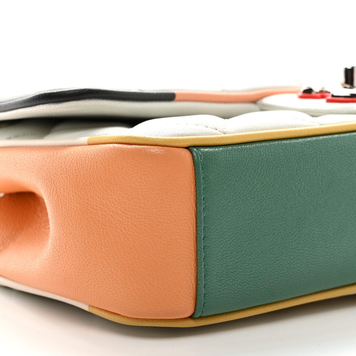 Lambskin Plexiglass Quilted Small Cuba Color Flap White Multicolor