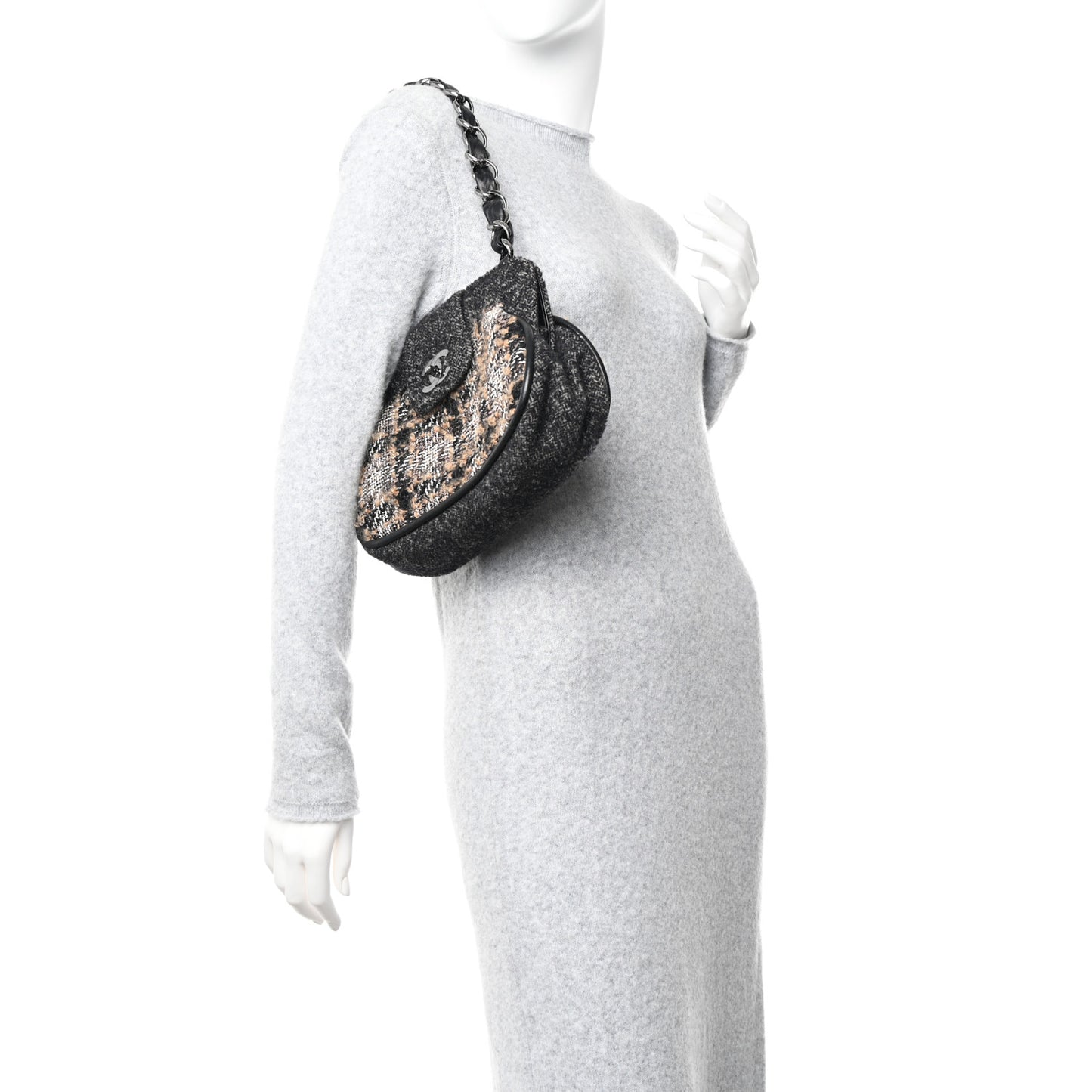 Wool Tweed Frame Bag Grey Multicolor