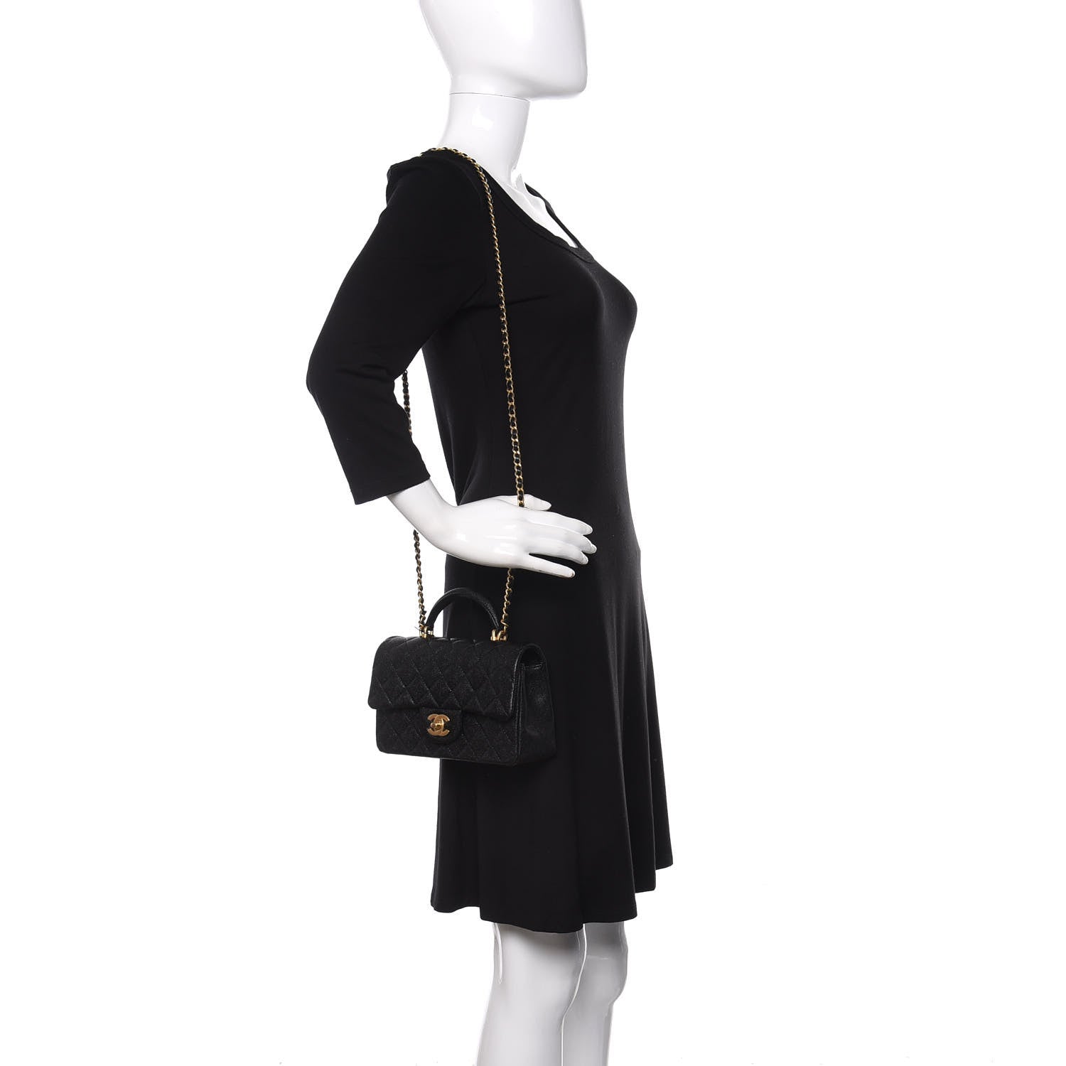 Chanel Caviar Quilted Mini Top Handle Rectangular Flap Black 2 of 10