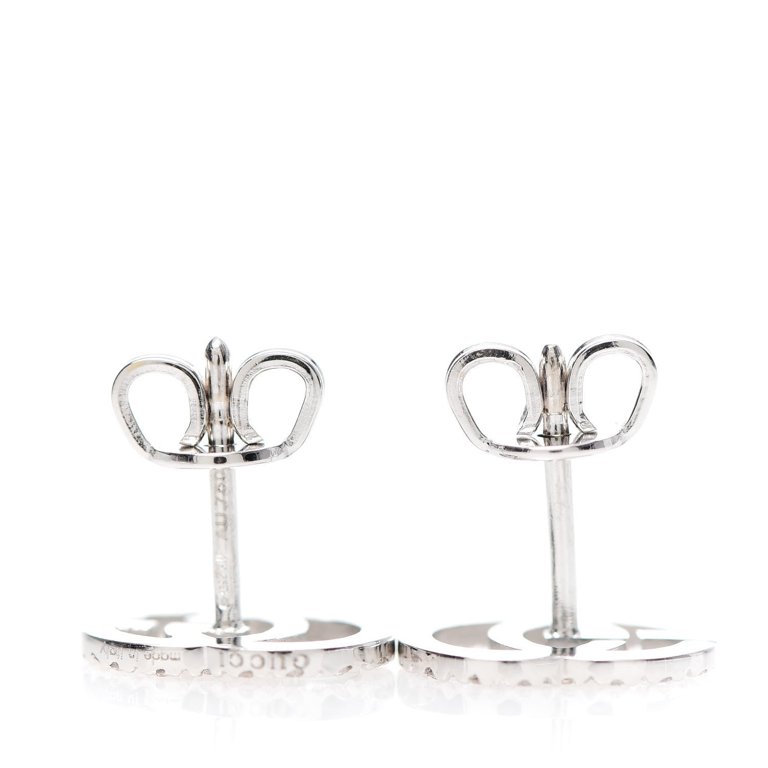 Gucci 18K White Gold Diamond Running G Earrings 3 of 5