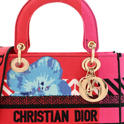 Christian Dior Canvas Embroidered Flower Pop Medium Lady D-Lite Red Pink 8 of 13