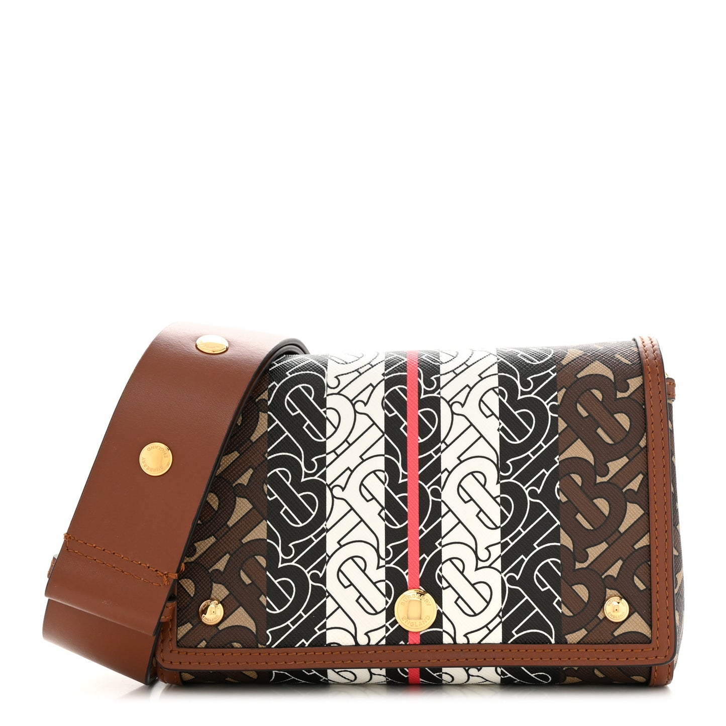 E-Canvas Monogram Stripe Hackberry Crossbody Bag Bridle Brown