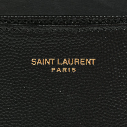 Saint Laurent Grain De Poudre Matelasse Chevron Monogram Flap Card Case Black 7 of 12