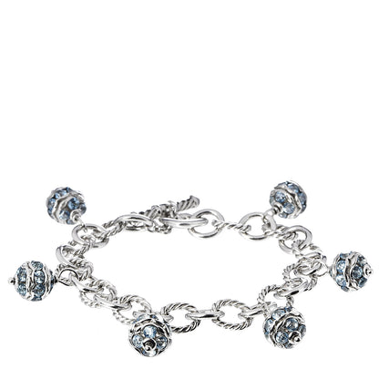 David Yurman Sterling Silver Blue Topaz Oval Link Charm Bracelet 1 of 4